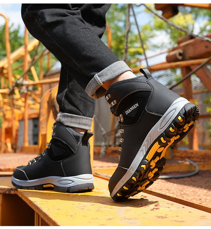 Rotating Button Safety Shoes, Men Work Sneakers, Indestructible Shoes, Puncture-Proof Protective Shoes, Work Boots, Tactical Boots