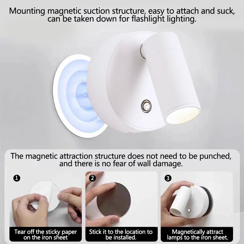 LED Magnetic Wall Lamp, USB Rechargeable, Touch Switch, Adjustable Brightness, Ideal for Bedroom, Dining Room, Party, Art Decor