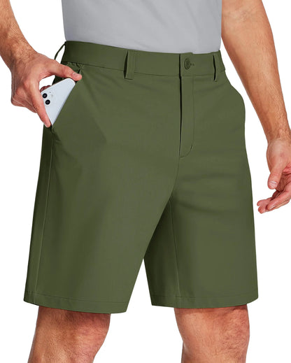 Golf Quick Dry Shorts, Men Stretch Lightweight Dress, Work Casual Shorts with 4 Pockets, Flat Front Hiking Shorts, TACVASEN