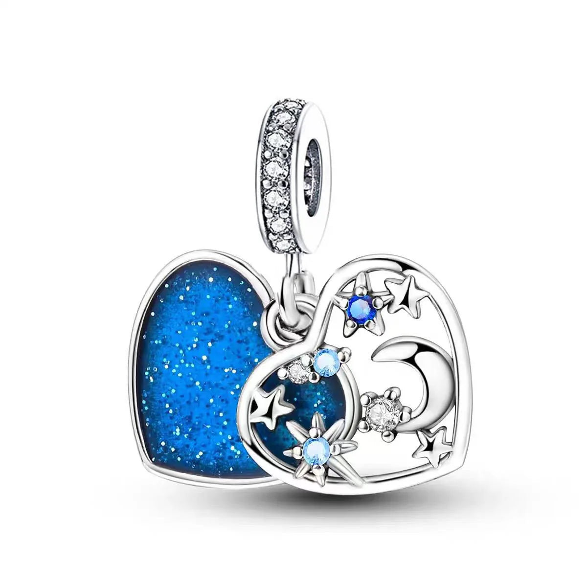 New 925 Sterling Silver Blue series moon Plane Space Beads Astronaut Charm Pendant Fit Original Bracelet Necklace DIY Gift Women