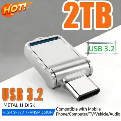 Mini 2TB Flash Drive USB 3.2 Fast Type C Pen Drive Memory Stick High Speed Data 512GB For Computers Phone PC Fast U Disk