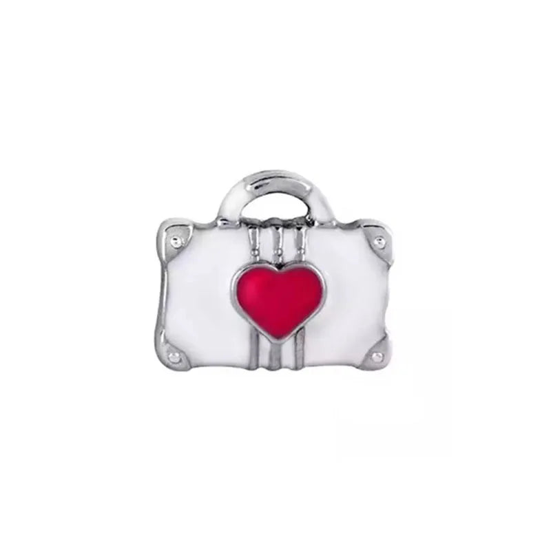 Pink Bead Bag Perfume Lipstick high heels Pendant fit Original Bracelet Accessories DIY Jewelry Women 925Silver Gift Trunk Charm