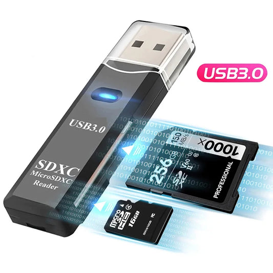 2 In 1 USB 3.0 2.0 Micro SD TF Card Reader High Speed Data Transmission up to 5Gbps Multiple Compatibility for PC Laptops Camera
