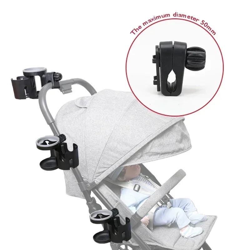 Soporte para teléfono para portavasos de cochecito, soporte para taza de leche, conversión de 2 tazas para accesorios universales de cochecito de bebé