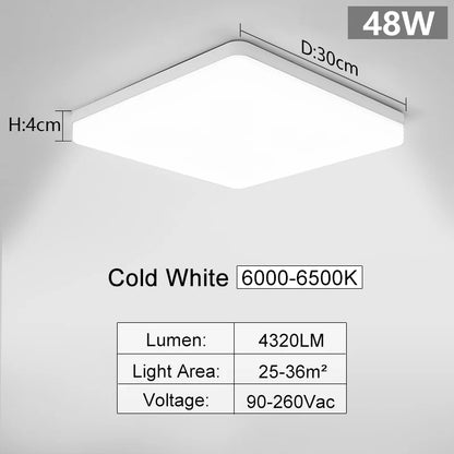 Square Led ceiling lamp, bedroom lighting, Neutral white, cold white, warm white, 48W 36W 24W 18W led ceiling light room, MARPOU