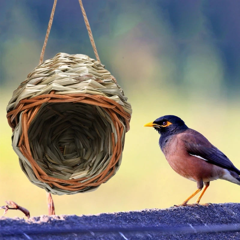17 Styles Birds Nest Bird Cage Natural Grass Egg Cage Bird House Outdoor Decorative Woven Hanging Parrot Nest Houses Pet Bedroom