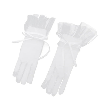 Sexy Transparent Black White Mesh Tulle Glove, Spring Summer Thin Short Glove, Party Dancing Dress Wedding Glove, Lolita New