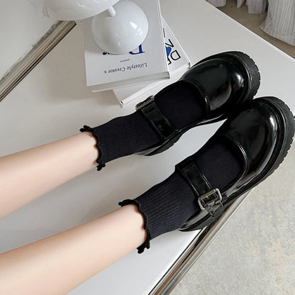 Japanese Winter Rolled Edge Short Socks Cute Socks Women Fresh Winter Wooden Ear Edge Female Socks Student Lo Niang Short Socks