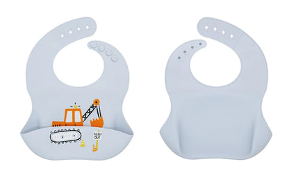 Baberos impermeables para niños, alimentación de bebés, cosas para comer, silicona suave, estampado de dibujos animados de animales, baberos ajustables para probar y alimentar al bebé