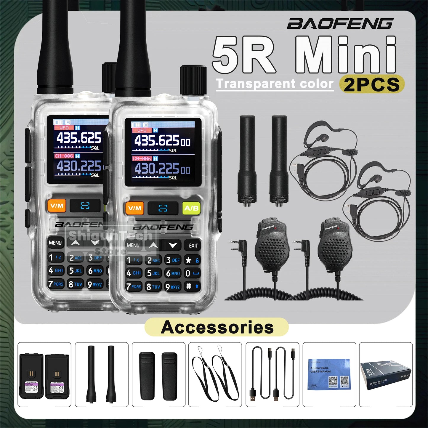 Baofeng UV 5R Mini Walkie Talkie Banda Aérea UHF/VHF Doble Vigilancia Doble PTT Programación Bluetooth Tipo-C Camping Radioaficionado Actualización 5R