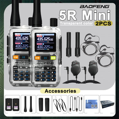 Baofeng UV 5R Mini Walkie Talkie Banda Aérea UHF/VHF Doble Vigilancia Doble PTT Programación Bluetooth Tipo-C Camping Radioaficionado Actualización 5R