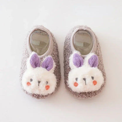 Autumn Winter Warm Baby Slippers, Toddler Plush Floor Sock Shoes, Boys Girls Soft Anti-slip Walking Shoes, Indoor Home Kids Socks