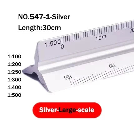 30cm Triangular Scale Ruler 1:20-1:500 Metal Plastic Straight Ruler Metric Architect Engineer Accurate Drafting Measure Tool