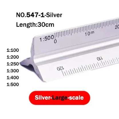 30cm Triangular Scale Ruler 1:20-1:500 Metal Plastic Straight Ruler Metric Architect Engineer Accurate Drafting Measure Tool
