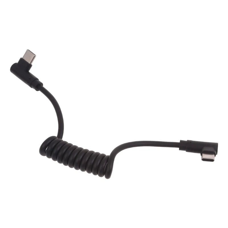 60W Fast Charging USB C to USB2.0, USB A to Micro USB, Type C to Type C Coiled Cable, 90 Degree Right Angle Design Cable for Smartphone Tablet Speaker Headphone