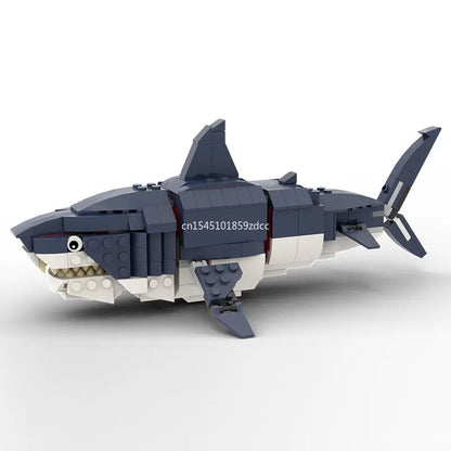 MOC Marine Animals Shark Whale Megalodon Building Blocks Set Deep Sea Rescue Fish Bricks Educational Assembly Model Toys Gifts