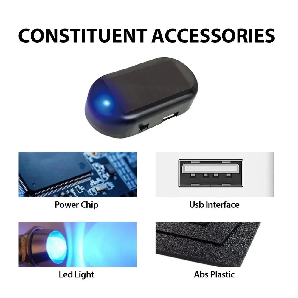 Car Fake Security Light Solar Powered Simulated Dummy Alarm Wireless Warning Anti-Theft Caution Lamp LED Flashing Lights