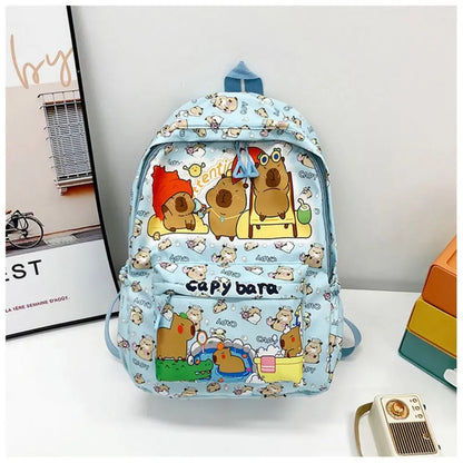 Cute Large Capacity Capybara Backpack, Cartoon Breathable Student Schoolbag, Nylon Ultra-light Book Bag, Back to school Girl