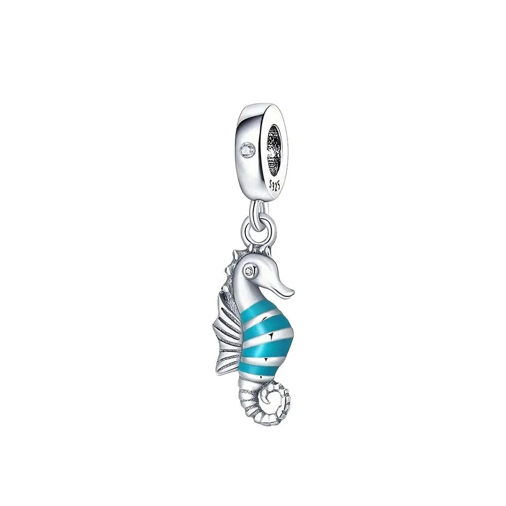 New 925 Silver Octopus crab Charm Bead Sea turtle starfish Seahorse dolphin Pendant Fit Original Bracelet Women DIY Jewelry Gift