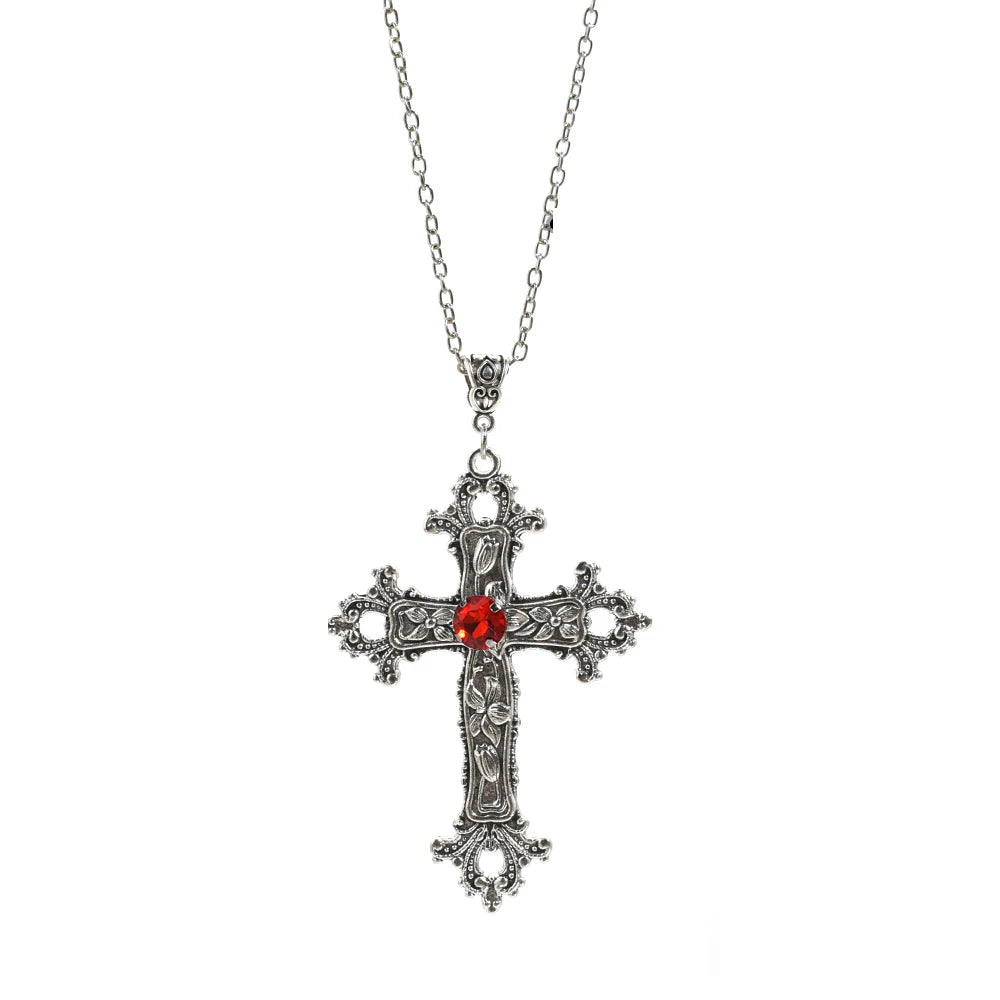 Y2K Gothic Punk Crystal Cross Pendant Necklace for Women Men, Clavicle Chain Lolita Choker Necklaces, Jewelry Gorgeous Party Gifts