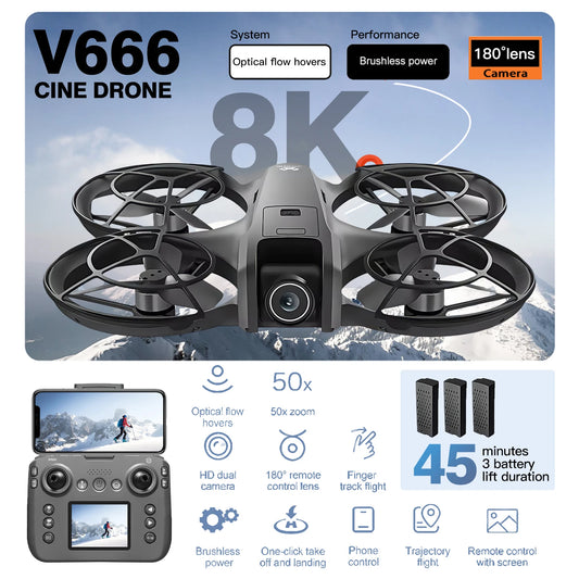 For Genuine V666 Drone Professional WIFI 5G Drone Obstacle Avoidance Brushless Altitude Headless Mode RC Quadcopter FPV Toys