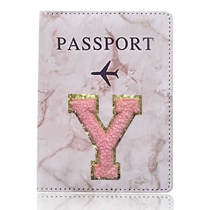 Fashion Passport Protective Cover, Embroidery Letter Pattern Travel Passport Holder, Wallet Gift PU Leather Card Case Cover Unisex