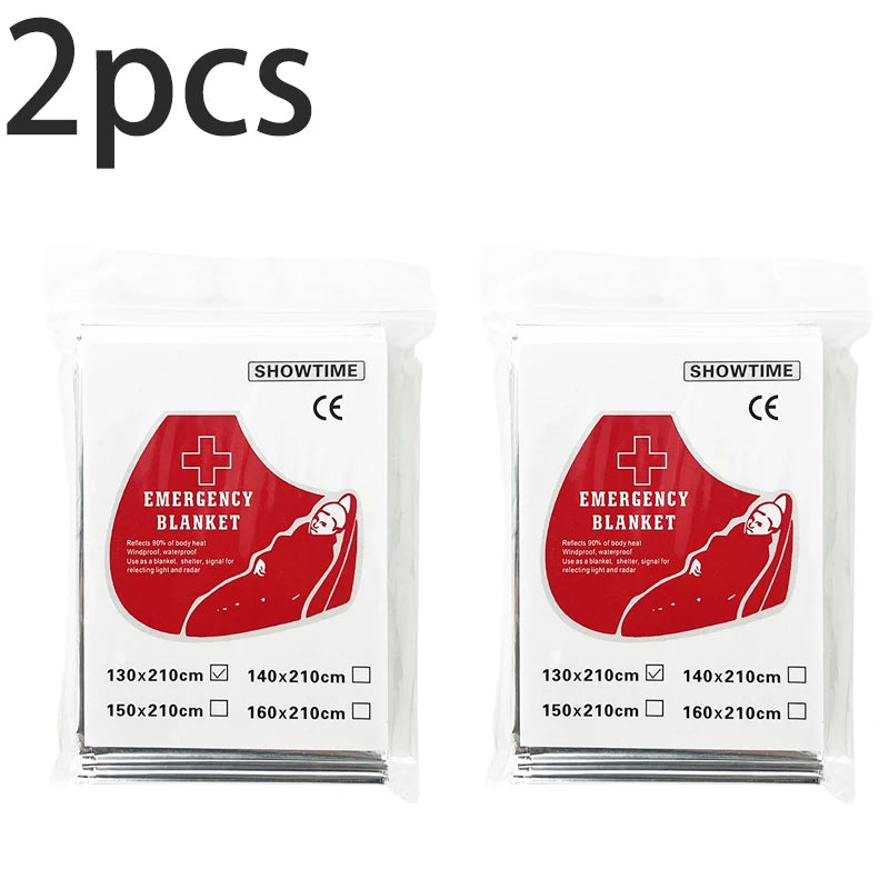 1/2/10Pcs, Emergency Blanket, Outdoor Survival First Aid, Military Rescue Kit, Windproof Waterproof Foil, Thermal Blanket for Camping