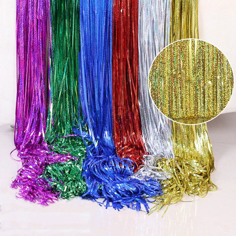 2/3M Party Background Wedding Decoration Foil Fringe Curtain Sequin Bachelorette Photo Backdrop Wall Curtain Birthday Baby Shower