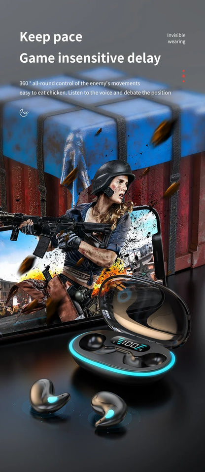 Sleep Wireless Earphone TWS Bluetooth 5.3 Headphones Hidden Earbuds IPX5 Waterproof Noise Reduction Sports Headset