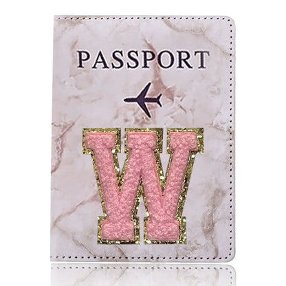 Fashion Passport Protective Cover, Embroidery Letter Pattern Travel Passport Holder, Wallet Gift PU Leather Card Case Cover Unisex