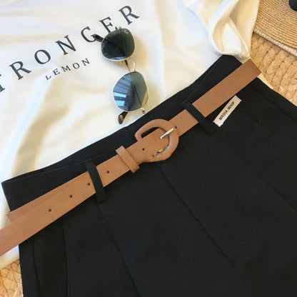 [Delivery belt] Summer new wide leg shorts Thin cotton A-frame shorts Office ladies classic loose casual zipper shorts for women