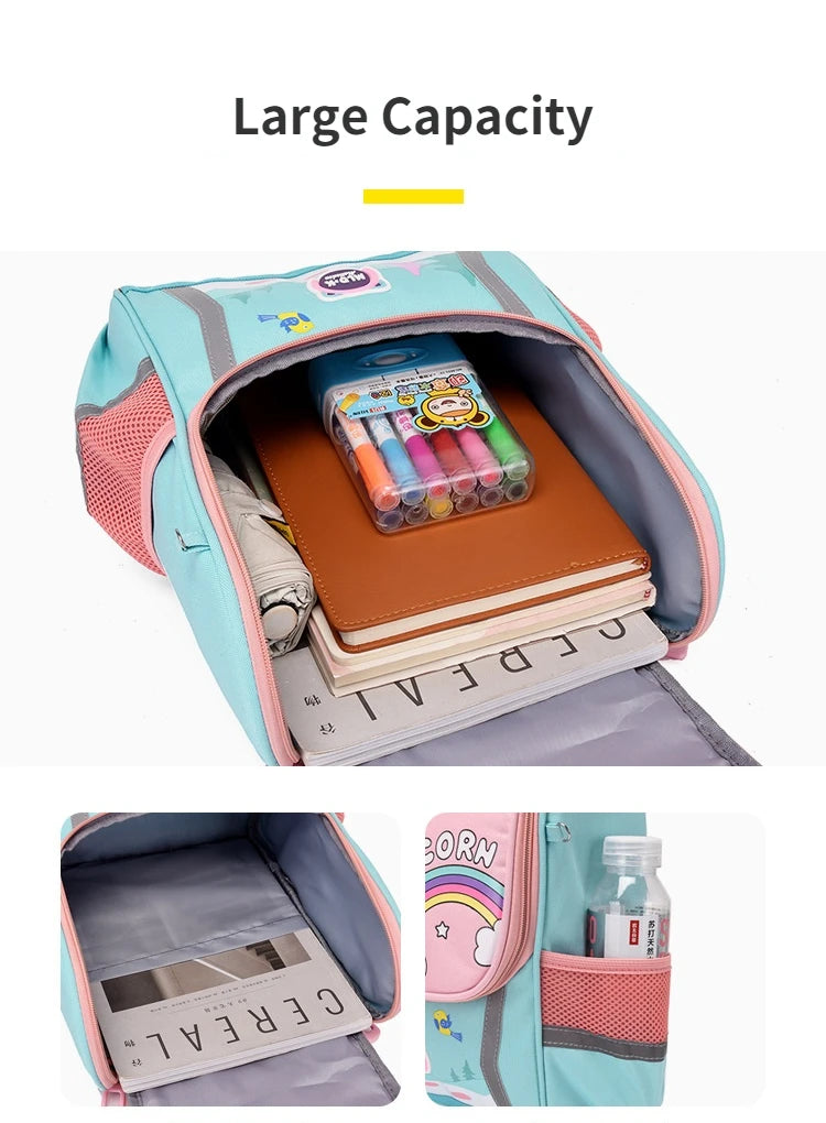 Cute Girls Unicorn Backpacks For Boys 1-3 Grade Cartoon Orthopedic Waterproof Backpack Kindergarten School Bag Mochila Escolar