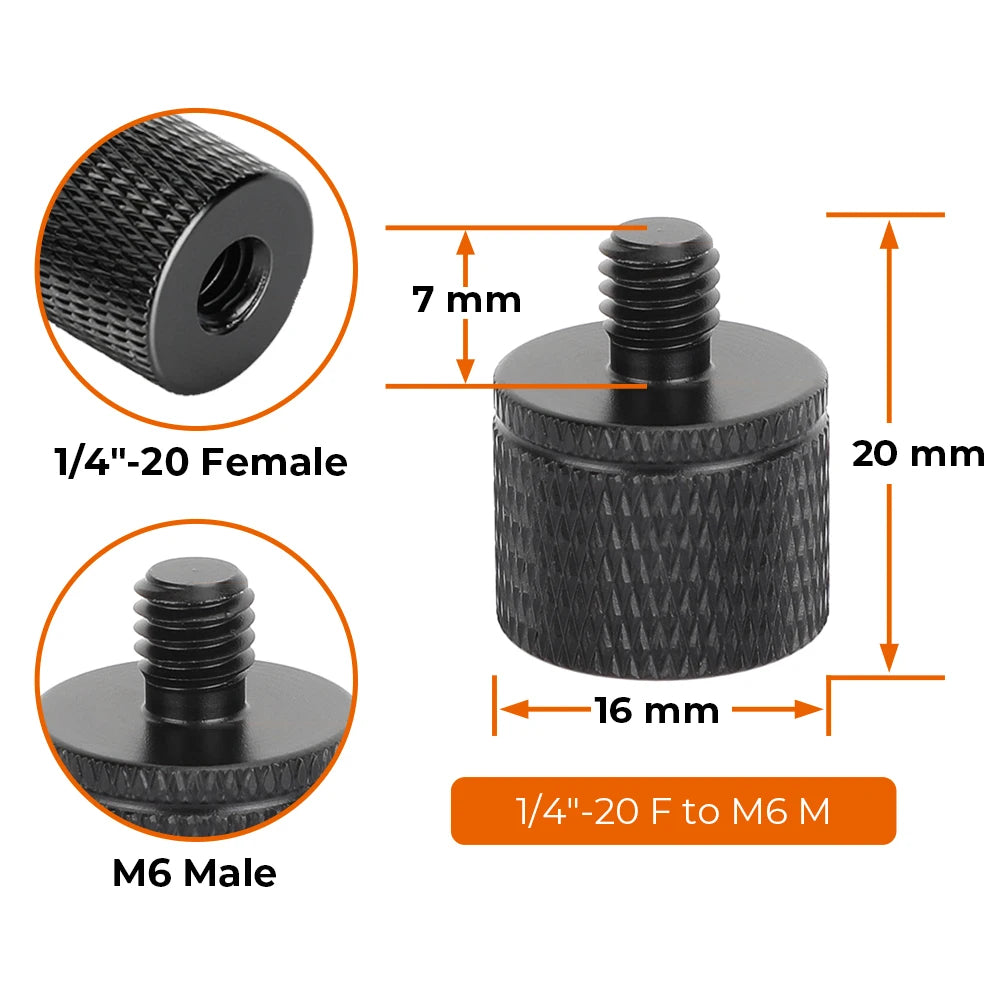 HDRig Universal 1/4"-20 Female to 1/4" 3/8" M4 M5 M6 M8 M10 M12 Male Threaded Screws Mount Adapters Tripod Camera