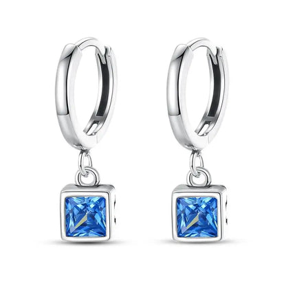 925 Sterling Silver Moon Universe Starry Sky Series Charm Earrings Women Blue Shiny Zircon Daily Wear Jewelry