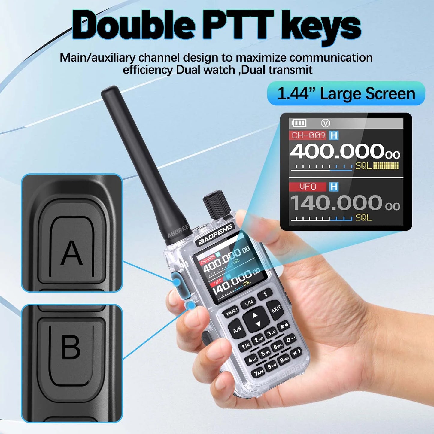 BAOFENG MINI 5 Walkie Talkie Batería 2200mAh Programación Bluetooth por APP Doble PTT Largo Alcance Nuevo Modelo UV-5R MINI Radioaficionado