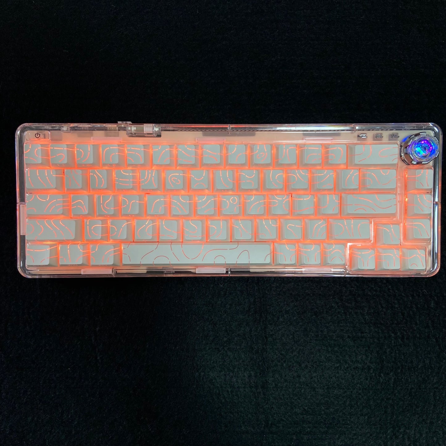 Contour Lines Translucent Keycaps Side Engraving Cherry Profile Black White Key Cap 60 70 80 90 100 Layout Mechanical Keyboard