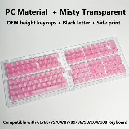 Full Sets Transparent Keycaps for Mechanical Keyboard Front/Side/None Print RGB Backlit Full/Misty Transparent Keycap 130+ Key