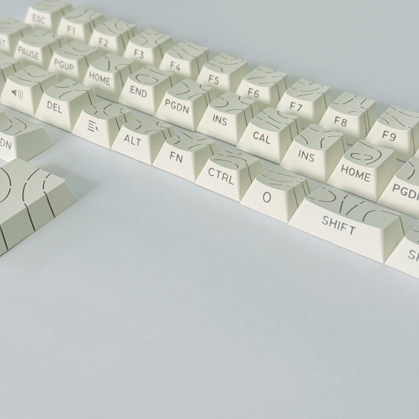 Contour Lines Translucent Keycaps Side Engraving Cherry Profile Black White Key Cap 60 70 80 90 100 Layout Mechanical Keyboard