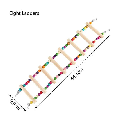 Natural Wood Birds Pets Parrots Ladders Climbing Toy Hanging Colorful Balls Parrot Swing Toys for Conures Parakeets Cockatiels