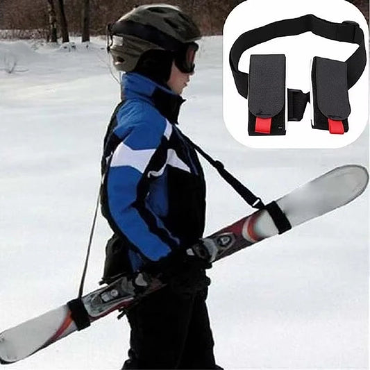 Nylon Ski Pole Shoulder Hand Carrier Lash Handle Straps Adjustable Buckle Hook Loop Protecting Black Nylon Ski Handle Strap Bag