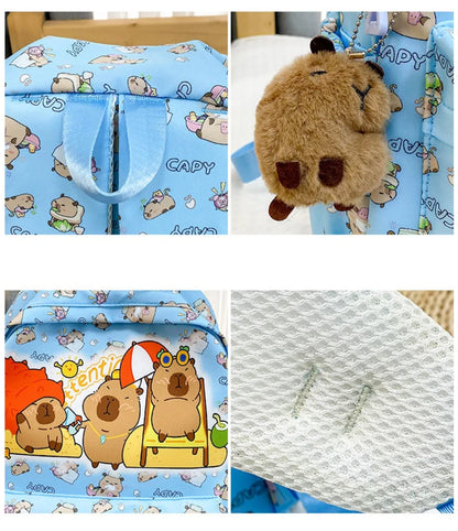 Cute Large Capacity Capybara Backpack, Cartoon Breathable Student Schoolbag, Nylon Ultra-light Book Bag, Back to school Girl
