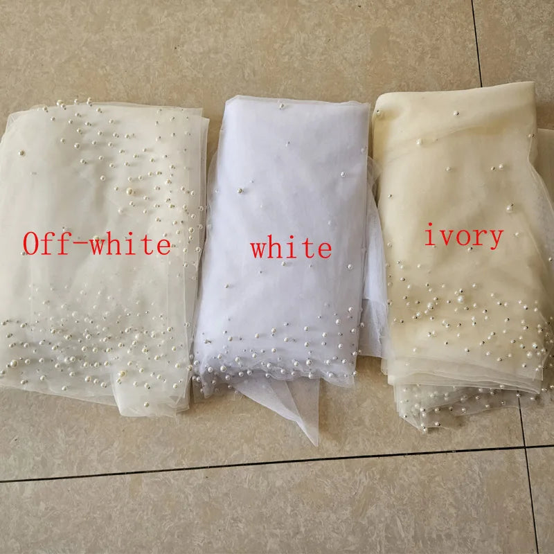 Bride Pearl Veil, Woman Ivory White, New Wedding Accessories, 1.5m Wide One Floor Cathedral Velos de Noiva, Custom Made Veil