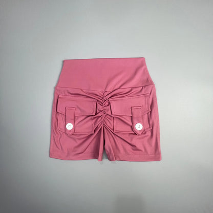 Peach Butt Fitness Shorts Women's Exercise Three-Quarter Pants Cargo Air Dry Pocket Yoga Tight Lift Summer