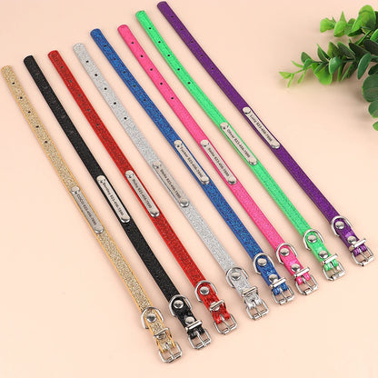 Personalized Cat Collar Bling PU Leather Cat Collars Free Custom Pet Puppy Kitten ID Necklace Adjustable for Cats Small Dogs