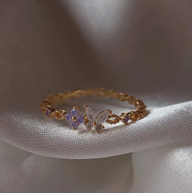 New Cute Colorful Zircon Flower Ring For Women Girl, Fashion Vintage Zircon Adjustable Rings, Jewelry Gift