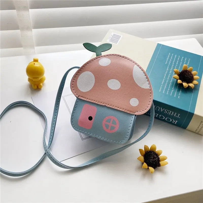 Bolso de hombro cruzado para niños con diseño de hongo, cartera para niños, estilo coreano, bolso de mano informal, de 1 a 8 unidades
