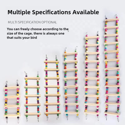 Natural Wood Birds Pets Parrots Ladders Climbing Toy Hanging Colorful Balls Parrot Swing Toys for Conures Parakeets Cockatiels