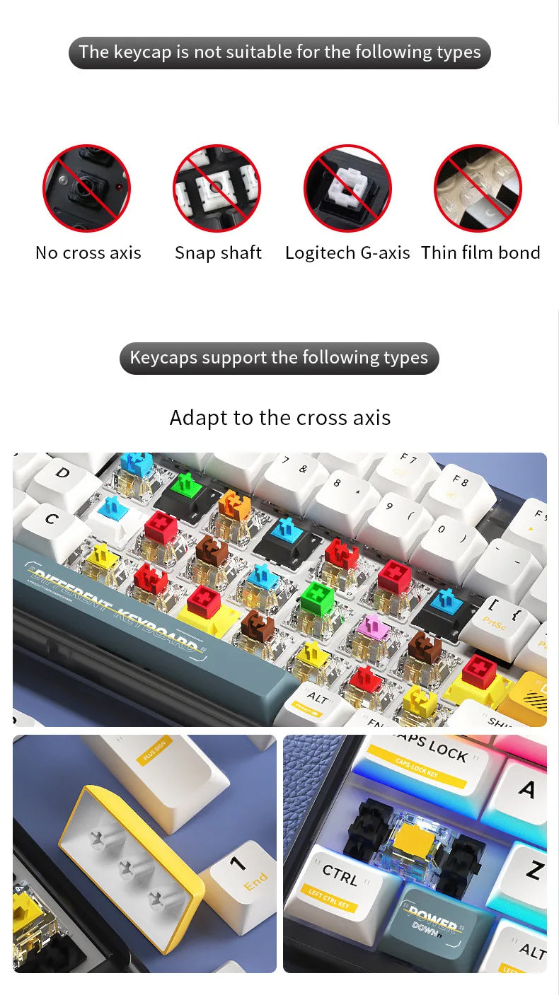 Full Sets Transparent Keycaps for Mechanical Keyboard Front/Side/None Print RGB Backlit Full/Misty Transparent Keycap 130+ Key