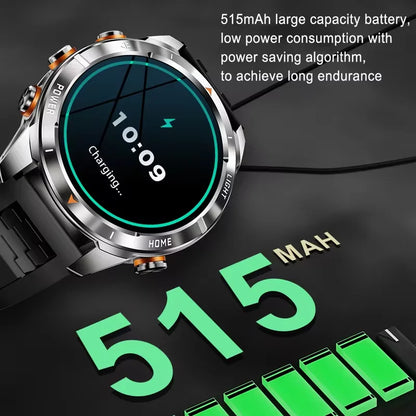 New Outdoor Sport Smart Watch, For Men, 1.46" AMOLED Screen LED, Flashlight, 515mAh Battery, 10ATM Waterproof, Bluetooth Call Smartwatch