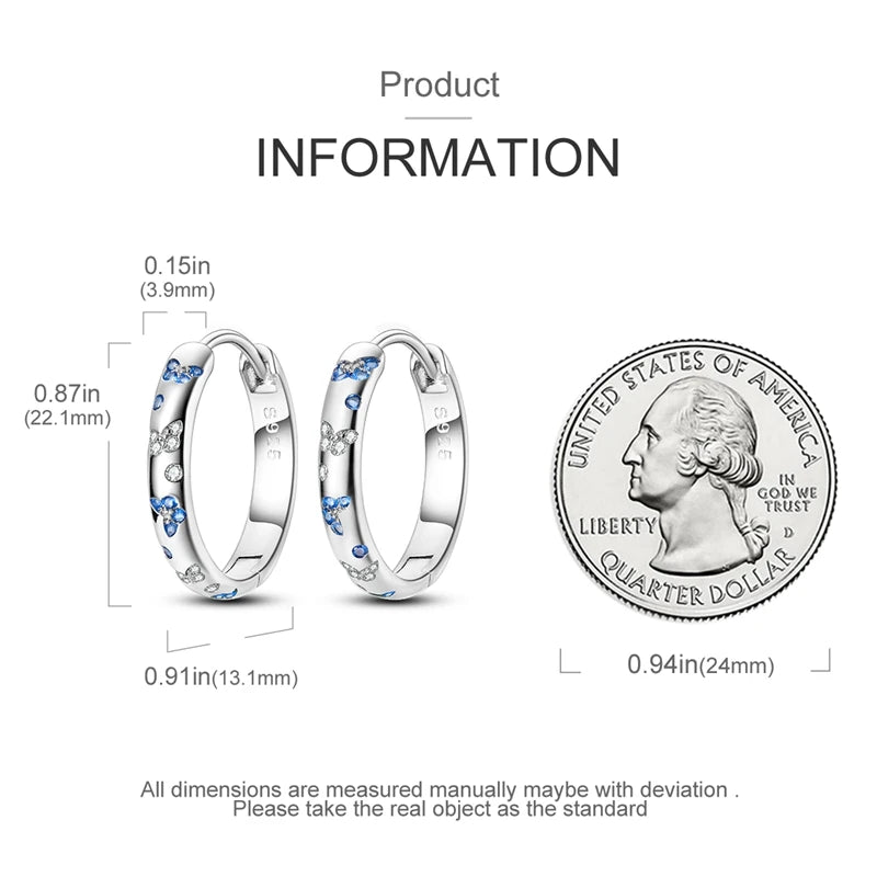 925 Sterling Silver Colored Zirconium Stars Hoop Earrings For Women Jewelry, Anniversary WeddingMaking Jewelry Gift